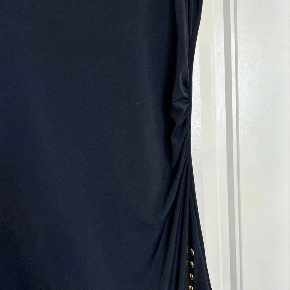 Michael Kors Navy Body Con Midi Dress w/Gold Studding. Size‎ Small. - Picture 6 of 11